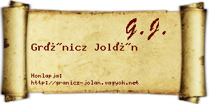 Gránicz Jolán névjegykártya